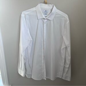 Ryan Seacrest distinction Men slim fit stretch non iron shirt size 17.5